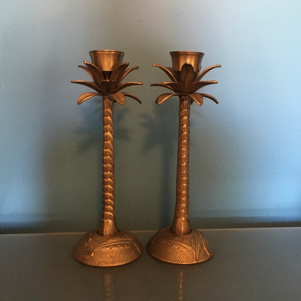 ☘️ Brass Palm Tree Candle Holders☘️